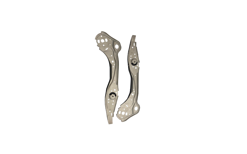 Pair of elongated metal additive automotive chassis arm blanks