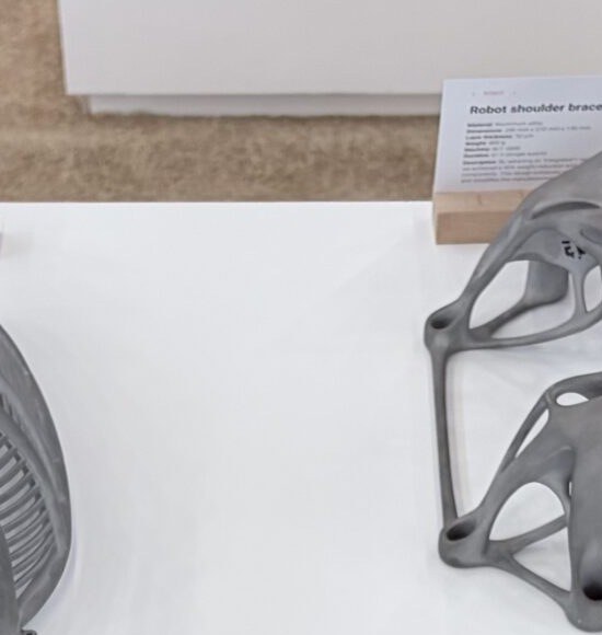 Arched metal additive robot shoulder brace blank with generative struts