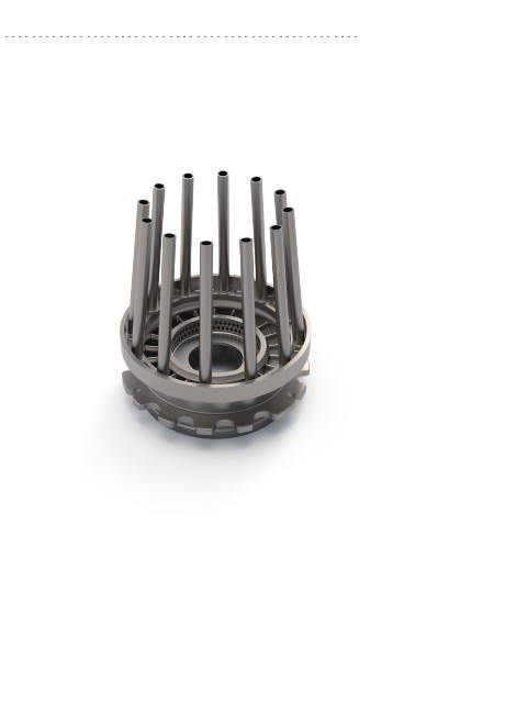 Metal additive guide evaporation-tube crown blank with vertical thinwall tubes