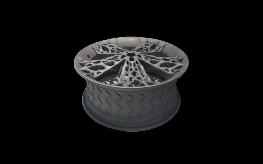 Generative metal additive five-spoke wheel rim blank with lattice spokes