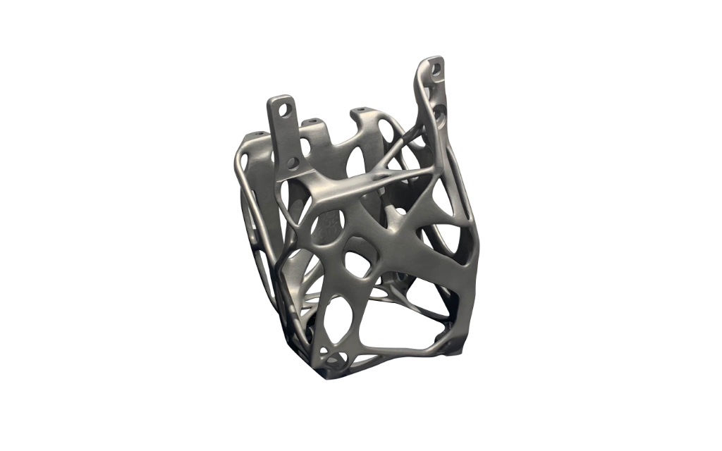 Metal 3D printed antenna bracket with radiating ribs and central mount